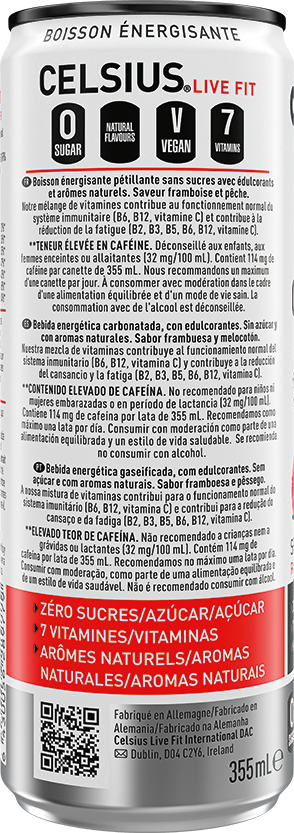 Melocotón Frambuesa – Product's Back Label